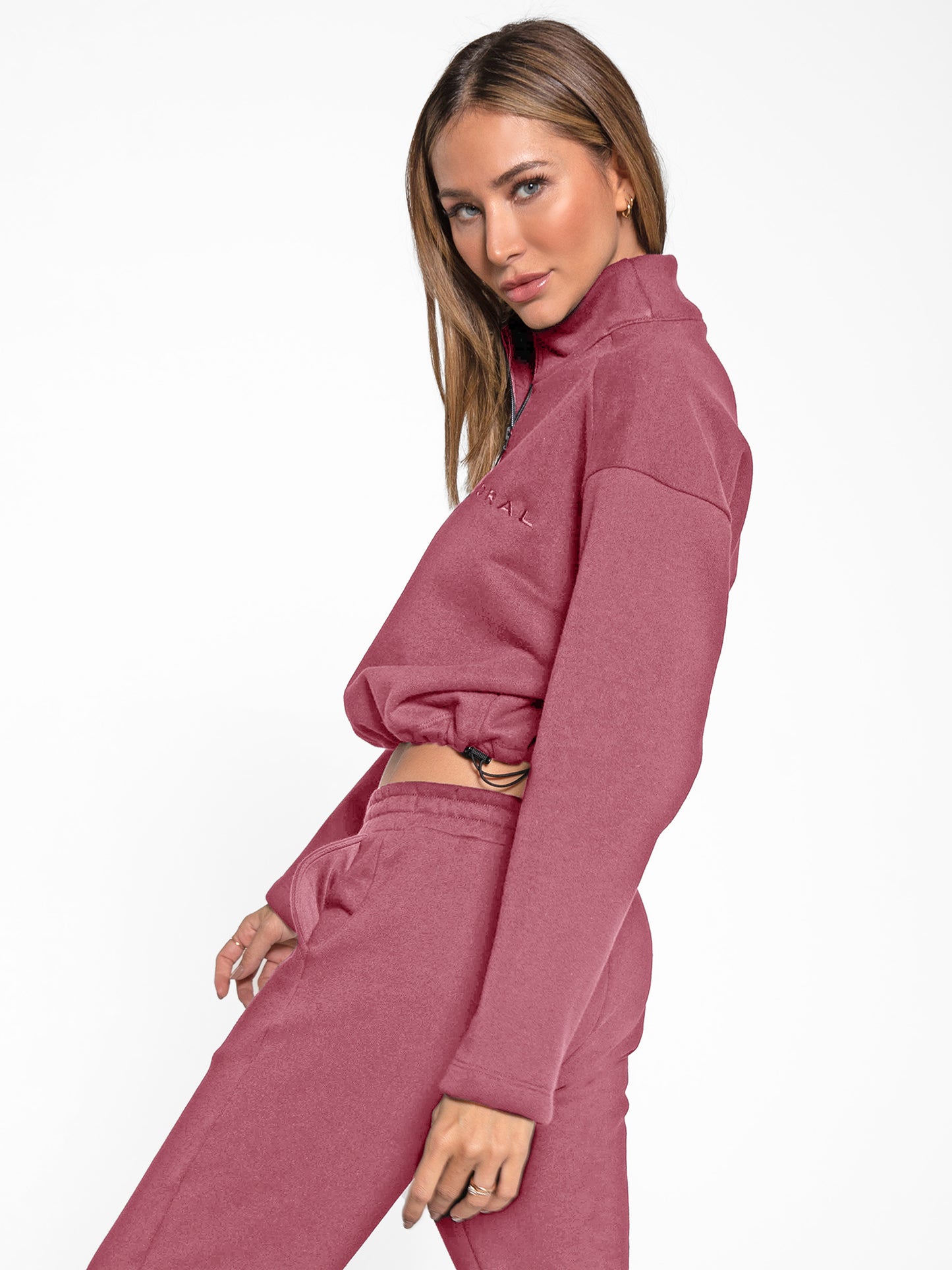 Dylan Zip Pullover - Rosewood