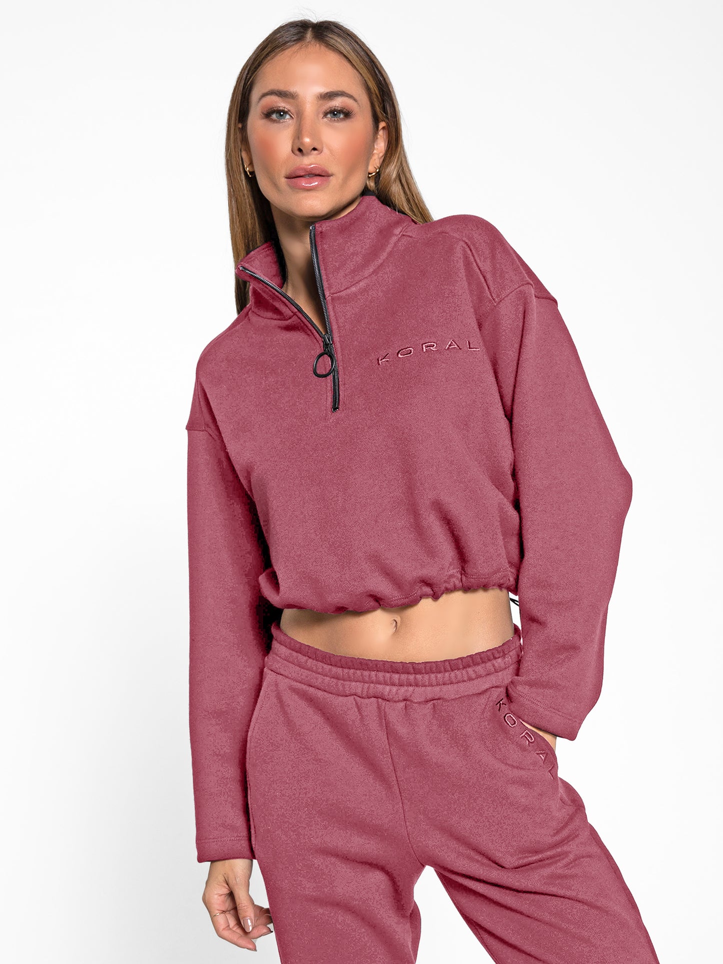 Dylan Zip Pullover - Rosewood