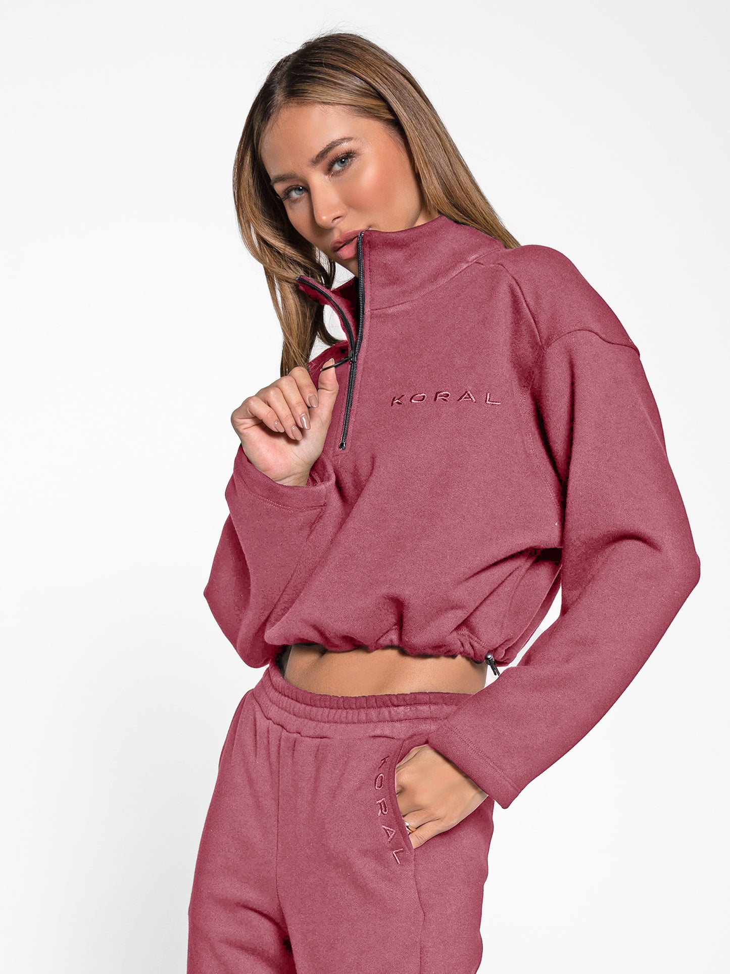 Dylan Zip Pullover - Rosewood