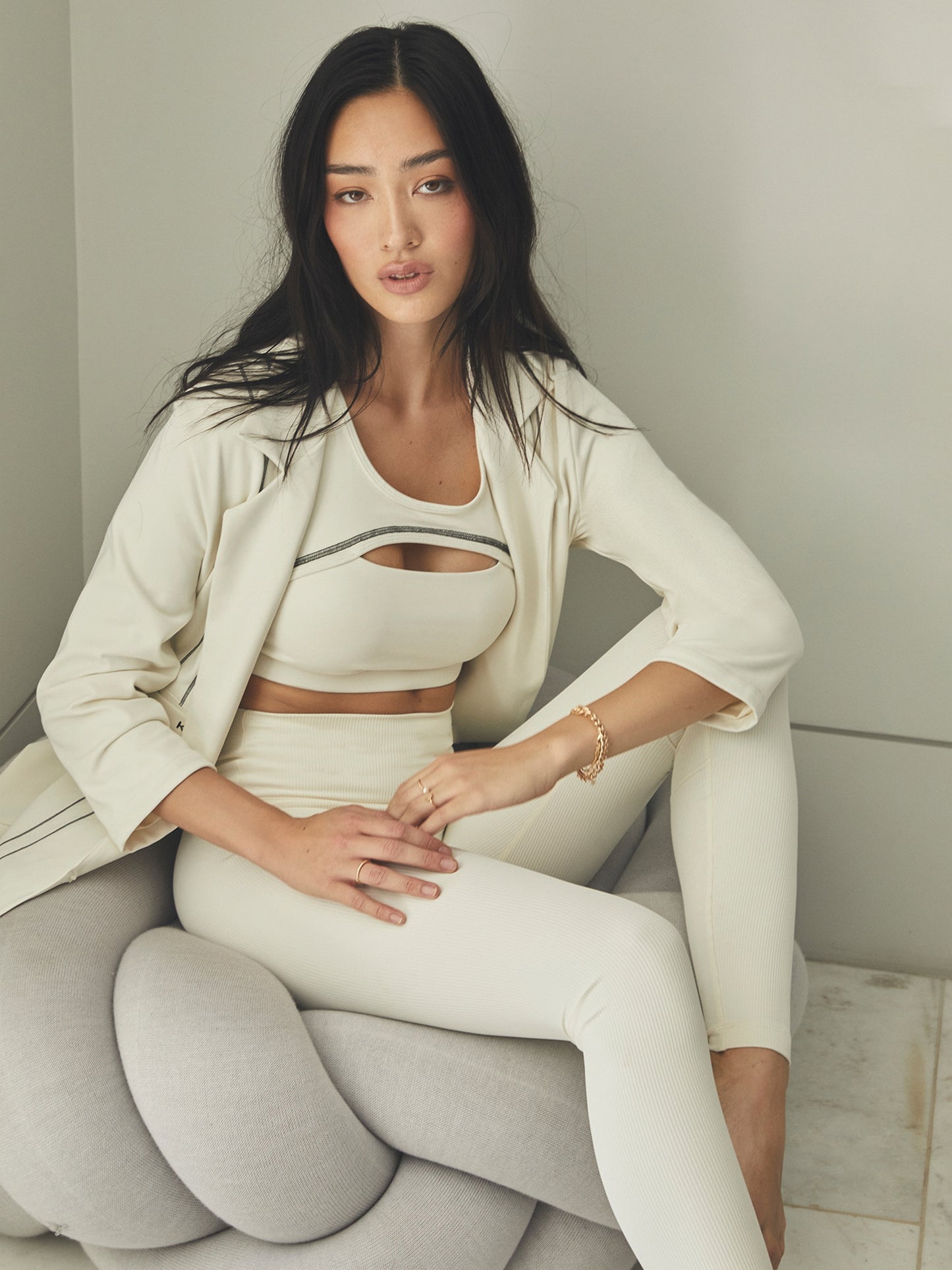 Exceed Rib High Rise Legging - Macadamia