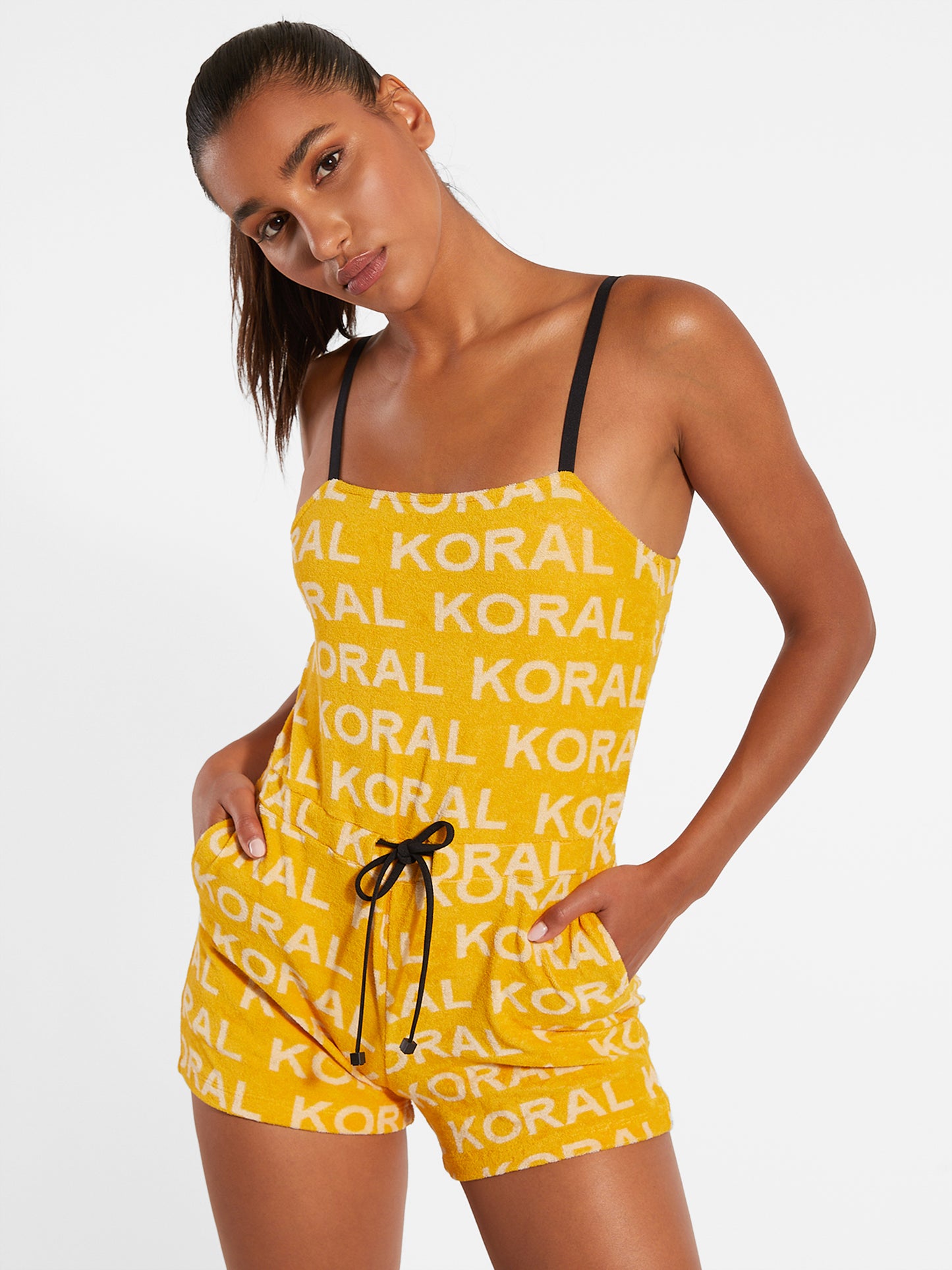Santo Logo Romper - Black/Mango