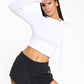 Luca Marlow Long Sleeve Crop Top - White